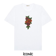 iCONiC STRIP Aroundy T-SHIRT #9063 เสื้อยืด ปักลาย อก35-36" ยาว26" ดอกไม้ ลูกปัด เสื้อยืดผญ เสื้อแฟช