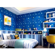 Wallpaper Stiker Motif Awan Planet Dekorasi Plafon Dinding Bahan PVC