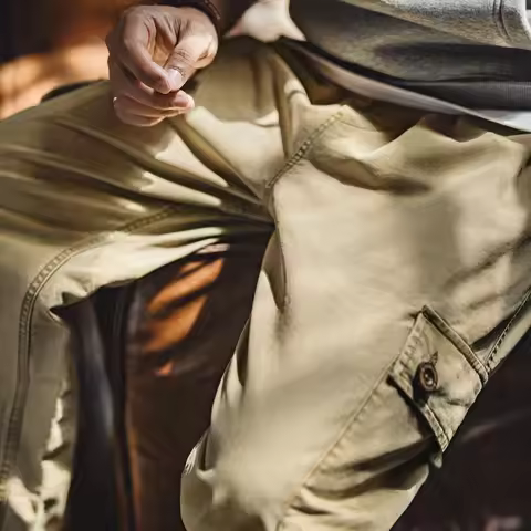 Maden Retro Cotton Men's M51 Khaki Trousers Straight-Leg Multi-Pocket Casual Pants Washed Aged Long 