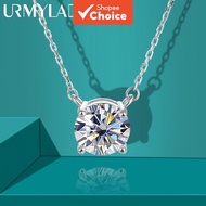 Urmylady Moissanite Diamond Pendant Long Necklace for women 8.0mm 2ct Silver Women Bridal Party Jewe