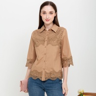 KEMEJA KATUN SISTER'S Blouse - Women's Cotton Lace Top Shirt Y9473 (ZE26)