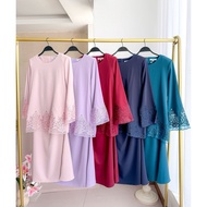 BAJU KURUNG MODERN LACE ORGANZA MINI KURUNG SAGE GREEN RICH BROWN TEAL BLUE MAROON NAVY BLUE LILAC S
