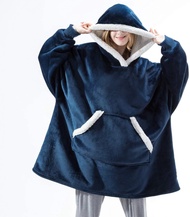 Winter Hoodie Blanket With Sleeve Women Oversized Sweatshirt Warm Fleece Hooded Pullover long Sweats