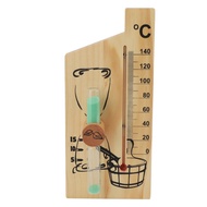 Gentlestore-Fast Ship Sauna Thermometer Hourglass 15 Minute Sand Timer Golden Wood 0 to 140 Celsius 