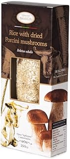 Italian Arborio Risotto Rice with Dried Porcini Mushrooms Boletus Edulis and Spices, Risotto with Mu