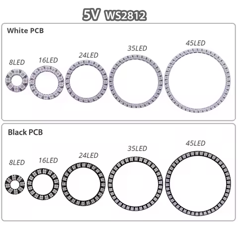 Led Ring WS2812B RGB SMD5050 Pixel Address Individually 8/16/24/35/45 Modules WS2812 IC Full Color C