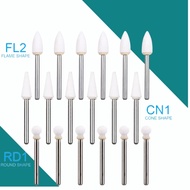 12pcs/Box Dental White Stone Polishing FG Burs Cone/Flame/Round Shape Abrasion Bur Fit For High Spee