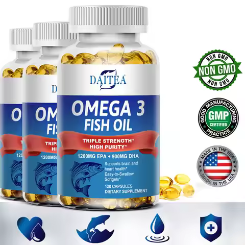 Daitea Triple Strength Omega 3 Fish Oil - Fish Oil Supplement with EPA & DHA Fatty Acids Premium Wil