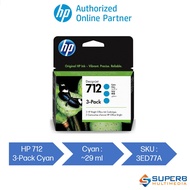 HP 712 3-pack 29-ml 3ED77A Cyan 3ED78A Magenta 3ED79A Yellow DesignJet Ink