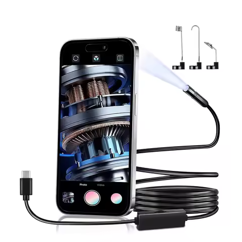 2MP Endoscope Camera with Light Mini Inspection Camera for Phone Tablet 8mm IP67 Waterproof Pipeline