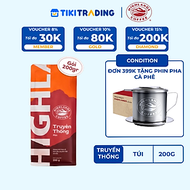 [ ĐƠN 399K TẶNG PHIN PHA CÀ PHÊ HIGHLANDS] Cà phê Rang xay Truyền Thống Highlands Coffee 200g