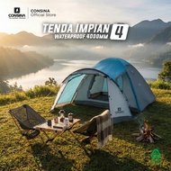CONSINA IMPIAN 4 TENDA DOME | OUTDOOR GUNUNG CAMPING KAPASITAS 3-4 ORANG DOUBLE LAYER