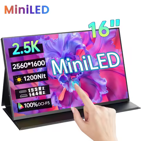 16 Inch 2.5K 155Hz MiniLED Portable Monitor 2560*1600P 1200Nit 100%DCI-P3 HDR IPS Screen Gaming Disp