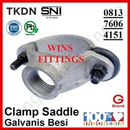 Galvanized Iron Saddle Clamp G 2" x 1/2" GLV Saddle Clamp 2" x 0.5" 2 x 1/2 inch (G) Pipe