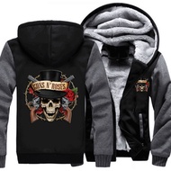 Rock Band Music Guns N Roses Winter Fleece Coat Print Hoodies Thicken Sweatshirts Unisex