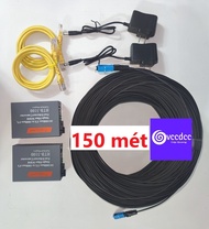 Combo 150m cáp quang 1fo gia cường bấm sẵn 2 đầu + cặp converter quang HTB 3100 GS03 AB