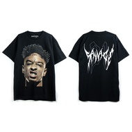 21 Savage t-shirt oversize shirt Street hiphop rapper Short Sleeve Screen