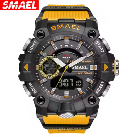 SMAEL Fashion Sport Watches Men Shock Resistant 50M Waterproof Wristwatch LED Alarm Stopwatch Clock 