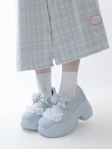 Spring Rilei Gururu Original Sweet Girl Single Shoes Shallow Mouth Spring/summer Lolita Girl Lace Bo
