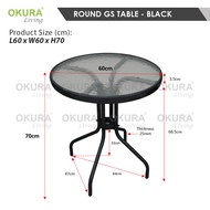 OKURA Foldable Round Steel Table Portable Coffee Dining Outdoor Table Furniture Meja Bulat