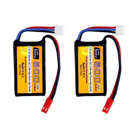 2PCS 7.4V 500mAh 30C Lipo Battery JST-2P Plug For RC Helicopters, Quadcopters, Micro FPV Racing Cars