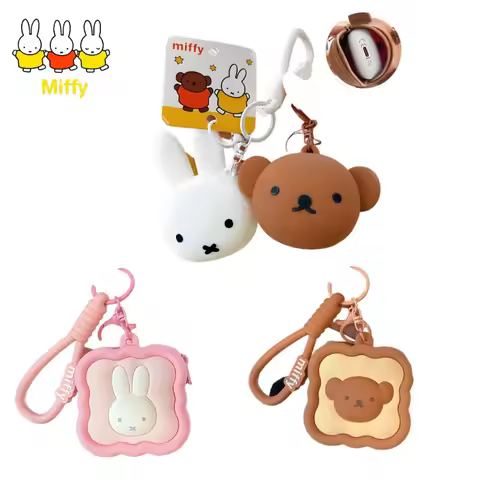 Kawaii Cute Miffy Rabbit Boris Bear Silicone Coin Purse Cartoon Anime Mini Earphone Bag Coin Storage