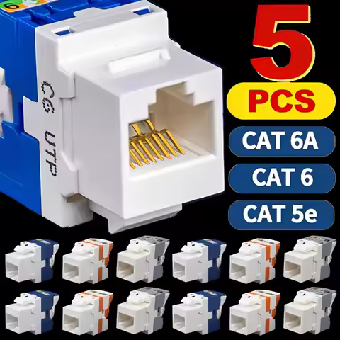 RJ45 Cat6/5e/6A Slim Profile Keystone Jack 90-Degree Ethernet Punch Down Keystone Jack Compatible Pa