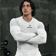 Gymshark Men Compression Long Sleeve Shirt Quick Dry Breathable Gym Fitness Workout Running Training