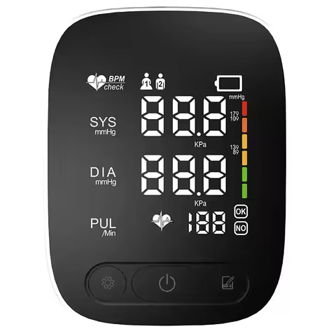 Upper Arm Home Blood Pressure Monitor Digital LED Display English Voice Announcement Rechargeable Po