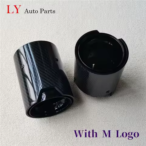 1Piece M Logo Glossy Black Performance Carbon Exhaust Tips For BMW M2 M3 M4 M5 F87 F80 F82 F83 F90Ta
