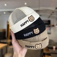 Summer Breathable Mesh Baby Brimless Hat Cute Bear Kids Docker Cap Toddler Boys Girls Dome Melon Cap