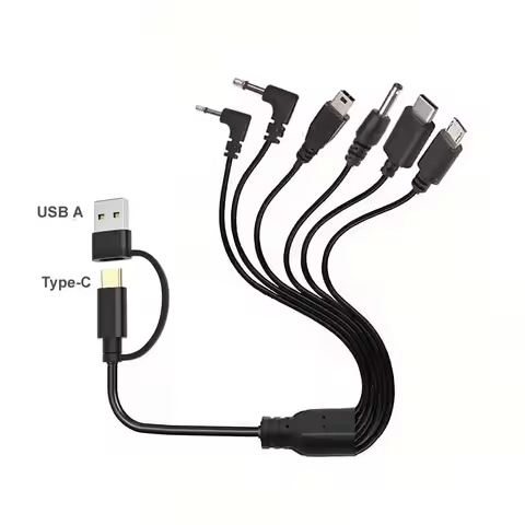 20cm Multi Charging Cable 5V USB A C to Type-C/Micro/Mini USB Charging Cord DC 3.5mm 2.5mm for Phone