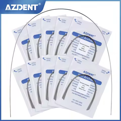 AZDENT 10 Packs Dental Orthodontic NITI Arch Wires Heat Thermal Activated Natural Form Rectangular/R