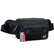 Chinatown Leather กระเป๋าคาดเอวผ้า DAKAR 3 ซิป สีดำ