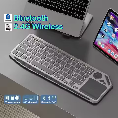 2.4G Wireless TV Keyboard with Touchpad Bluetooth Keyboard Rechargeable Easy Media Control Keyboard 