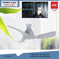 KDK K12YC Nodoka Jr Series 3 Blades Remote Control/Smart Control Ceiling Fan 48″ - Matte Grey  Kipas Siling