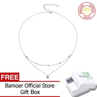 BAMOER Moissanite สร้อยคอตุ้มเป็นชั้น925เงินสเตอร์ลิงกลมหลายชั้นผ้าพันคอสุดเก๋ทันสมัยสร้อยคอ MSN023 