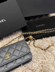 Chanel 23c 金球 手機袋 深灰