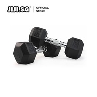 (JIJI.SG) Rubber Coated Hex Dumbbell 8-30KG with Contoured Chrome Handle - Hexagon dumbbell
