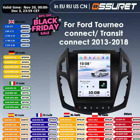 9.7 4G Wireless Carplay Android Auto Car Radio Multimedia for Ford Transit Connect 2013 - 2018 Ford 