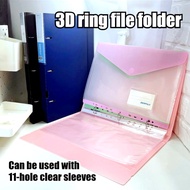 3D Ring Binder F4 File Folder PP Material Waterproof Panel Grooving Category School Office Supplies