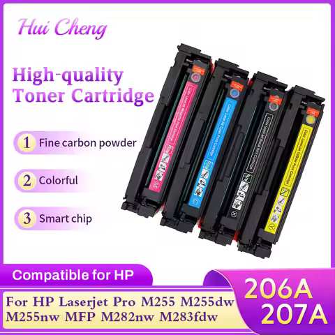 Compatible Color 206A 207A Toner Cartridge With Chip for HP Laserjet Pro M255 M255dw M255nw MFP M282