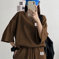 Korean Women's 2-piece Set (Women T-shirt/Shorts) Summer Women Casual Set Classic Women Short Sleeve