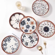[Jingdezhen] 6-Color Plate 8-Inch Rattan Plate Commercial Dining Plate ins High-Value Tableware Hous