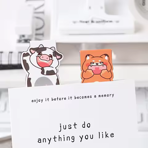 2pcs/set Fun Animal Magnetic Bookmarks Cartoon Cute Tiger Panda Penguin Design Page Clip for Student