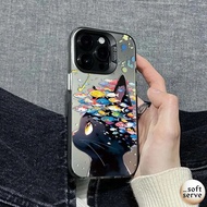 Floating fish phone case above the cat suitable for Samsung A35 A36 A50 A51 A53 5g A54 5G A55 A71 A7