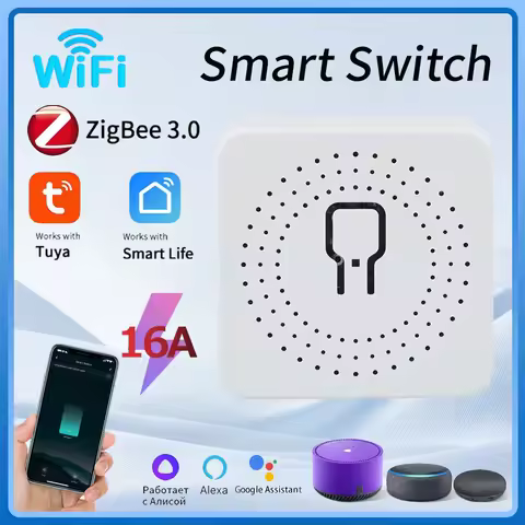 16A Tuya ZigBee WiFi Smart Switch 2 Way Control Breaker Relay Automation Module Smart Life APP Voice