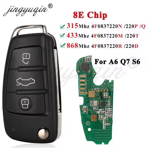 jingyuqin 8E Chip 315/434/868MHz 4F0837220M/T/N/P/Q/D/R IYZ 3314 Half Smart Car Remote Key For Audi 