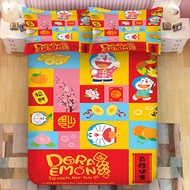 Doraemon Bedsheet and Pillowcase Single/Super single/Queen/King Fitted Bedsheet Customizable Cartoon Beddings