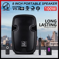 Ampaudio 8 inch Portable Speaker Bluetooth Portable Speaker with Wireless Mic